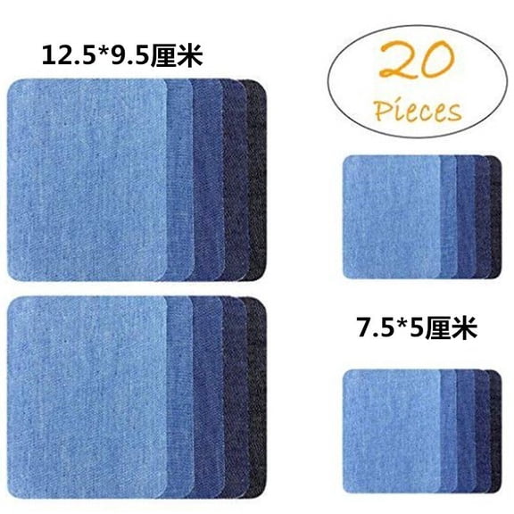 20PCS Iron-On Repair Patches: DIY Iron on Fabric Repair Patches Backing Adhesive Oval and Rectangle Stickers for Denim Holes Costumes