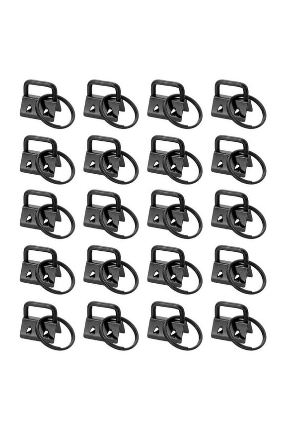 20PCS Key Fob Hardware with Keychain Rings for Bag Webbing,Black