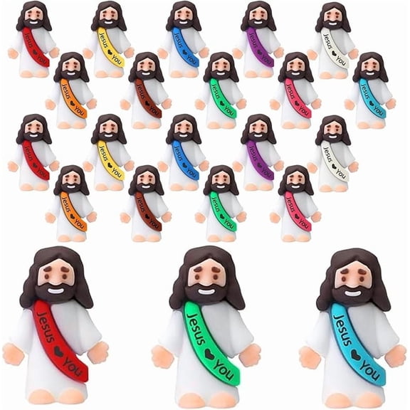 20PCS Little Jesus Figures, Mini Jesus Figurines in Bulk, Multicolor Tiny Jesus Figures, Miniature Figurines to Hide and Seek Religious Gifts for Easter Egg Stuffers