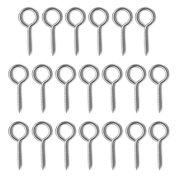 20PCS M3/M4/M5 Stainless Steel Screw Eye Hooks Metal Cup Hooks Threaded Hook Set