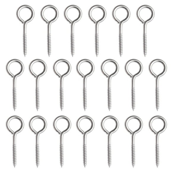 20PCS M3/M4/M5 Stainless Steel Screw Eye Hooks Metal Cup Hooks Threaded Hook Set