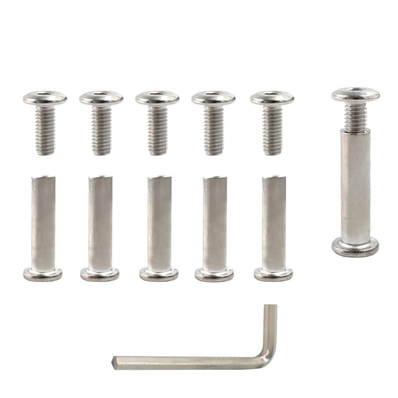 20PCS M630mm Hex Drive Socket Cap Bolts, Stainless Steel Binding Post Screws Furniture Connector Bolts with Allen Wrench for Baby Bed Furniture Bags Leather Saddles Purses Belt Repair