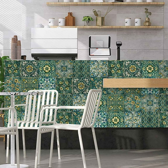 20PCS Mandala Tile Stickers 6"x6" Peel and Stick,Removable Moroccan Wallpaper Wall Tile Decals Decor for Kitchen Bathroom Laundry Stair Fireplace Art Decor Tiles