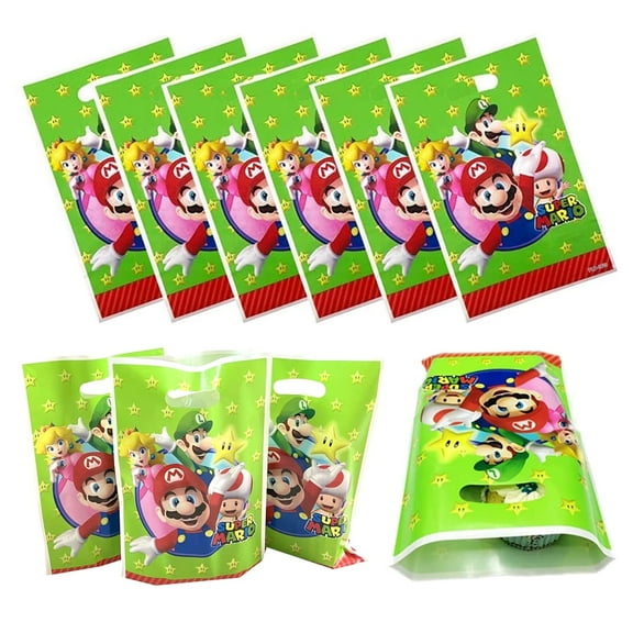20PCS Mario Gift Bags Party Flavors Bags Treat Candy Bags For Kids Birthday Video Game Party Mario Goodie Bag