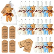 20PCS Mini Bear Stuffed Plush Bear, Mini Bear Bulk with Thank You Tag Organza Packing Bag, for Guest Baby Shower Souvenirs Birthday Christmas Gift