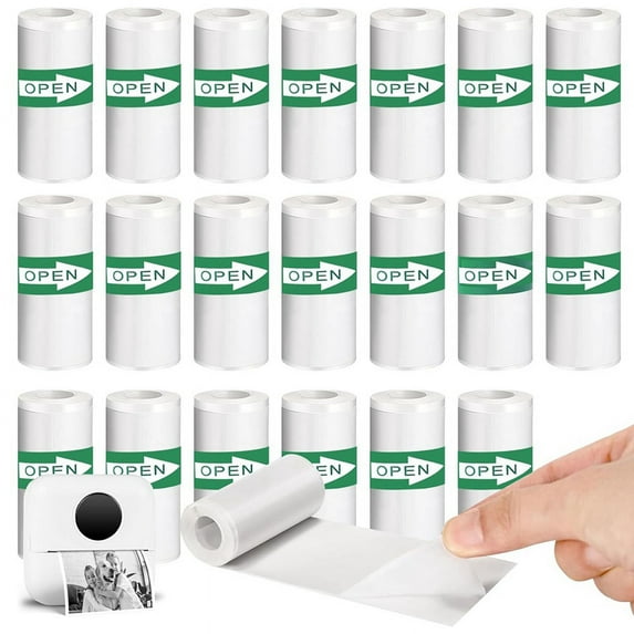 20PCS Mini Printer Paper, Thermal Sticker Paper,Self-Adhesive,Mini Thermal Printer Paper,Notes,Black on White,5.7x2.5cm