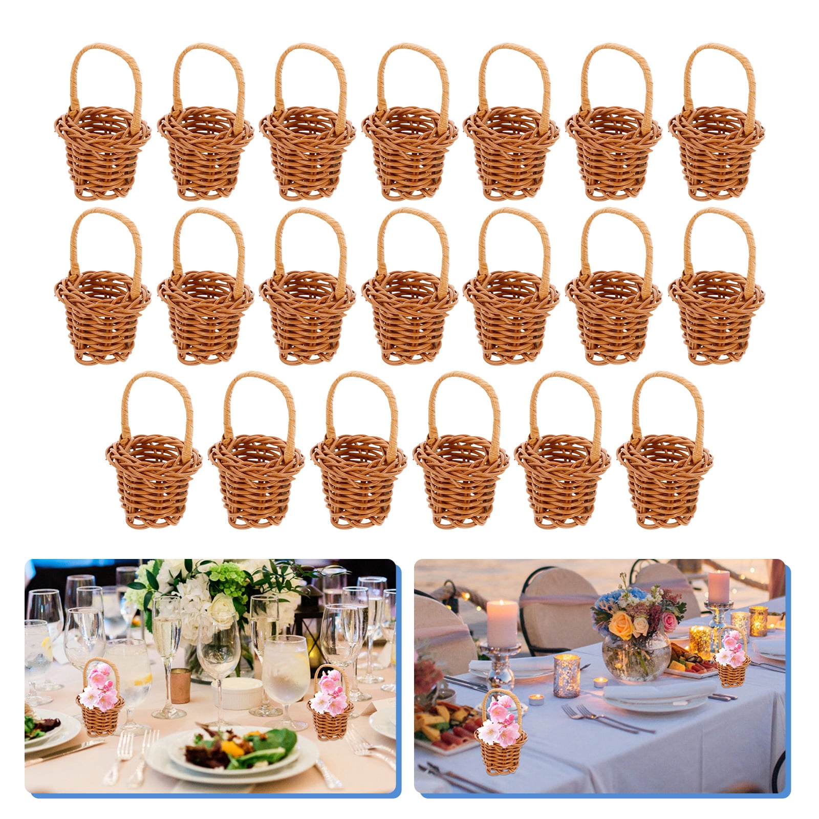 20PCS Mini Small Handheld Basket Rattan Woven Small Basket Wedding ...