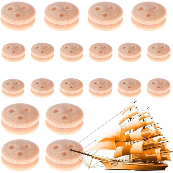 20PCS Model Ship Pulley - Wooden Rigging Block, Accessory, Functional Mast Hardware | DIY Model Kit Replacement Part for Yacht Craft Hobby Display Decoration Marine Collectible