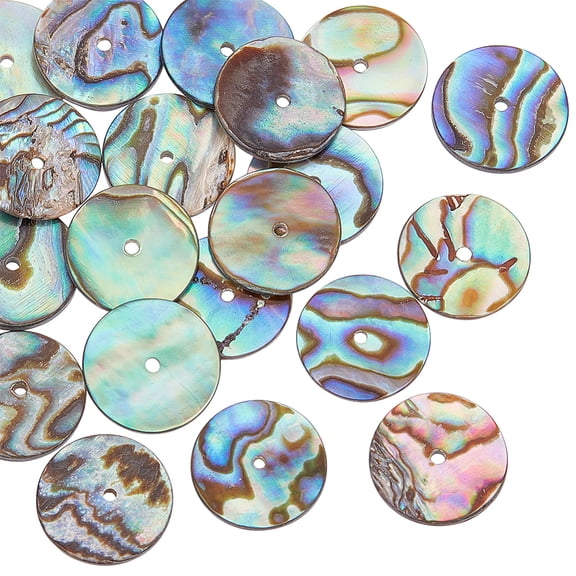 20PCS Natural Abalone Shell Beads 12mm Flat Abalone Coin Beads Round Shells Pieces for Jewelry Making DIY Craft Decoration
