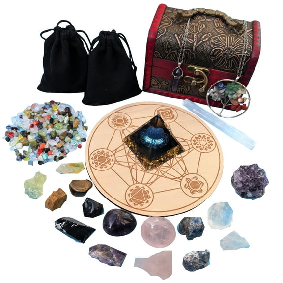 20PCS Natural Crystals and Healing Stones Set, Christmas Gifts for Women, Chakra Stones, Ball Crystals Set,Amethyst Cluster Sphere Pyramid Selenite Birthday Gifts for Women