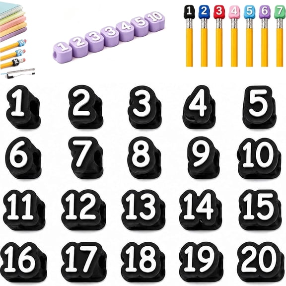 20PCS  Numbered Pencil Toppers, Reusable Classroom Labels for Teacher Organization, Classroom Supplies, and Pencils
