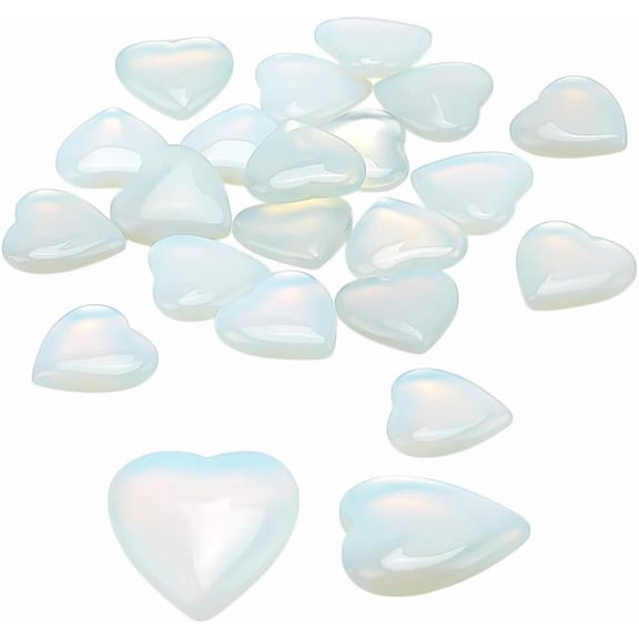 20PCS Opalite Heart Figurines for Home Desktop Decoration 19.5x20x5.5mm