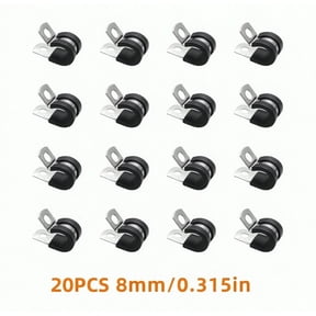 20PCS P-Clamps with Pads, Wire Hose Clamps, Pipe and Cable Installation Fasteners, Hardware Electrical Accessories, 304 Buffered Tube Clamps