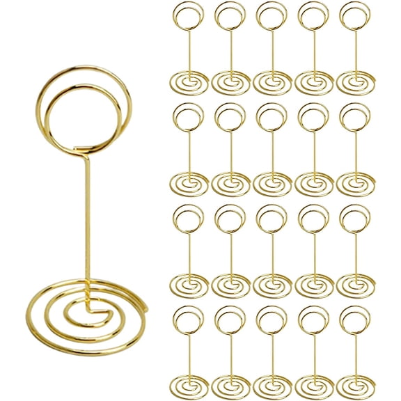 20PCS Place Card Holders Table Number Stand, Wire Table Picture Photo Holder, Table Name Cardholder Menu Memo Clips for Centerpieces, Wedding, Party, Birthday, Banquet Sign