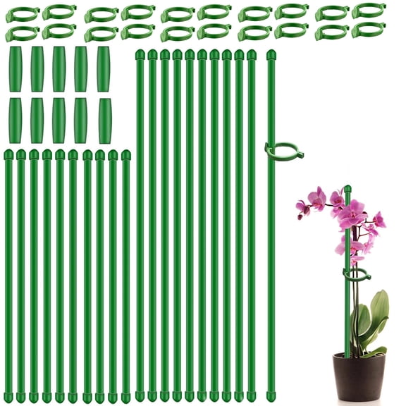 Tsfonkul 20-Piece Adjustable Plant Support Stakes with Clips, Connectors and Ties for Tomato, Orchid and Potted Plants