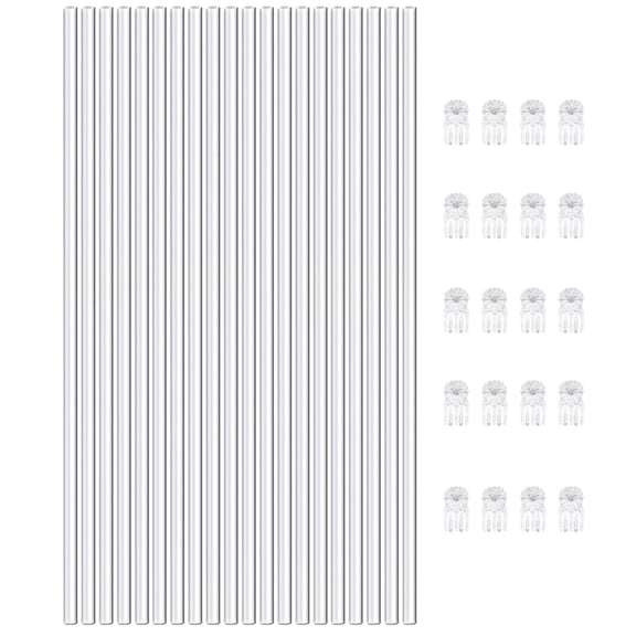 20PCS Plant Support Stakes with Fix Clip Sturdy Plant Support Sticks for Flowers and Vegetables Easy Installation Clear
