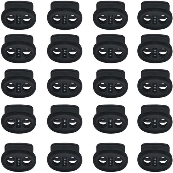 20PCS Plastic Cord Locks DIY End Spring Stop Toggle Stoppers Fastener Lanyard String Cord Clips Buttons Fastener Slider for Drawstring, Clothing, Shoelaces, Backpack (Ellipse)