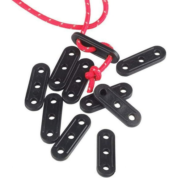 20PCS Plastic Cord Tensioners Rope Adjuster Tent Guy-Line Wind Rope Buckle Fastener Tightener for Hiking Camping Picnic Outdoor Activities (Black)