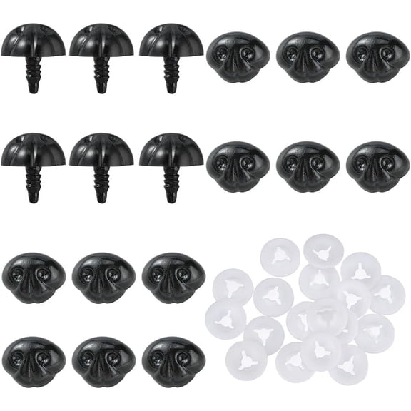 20PCS Plastic Matte Safety Noses with 20PCS Spacer Craft Sew Dog Nose Black Teddy Bear Noses Making Supplies Nose Animal Crochet Noses for Stuffed Animals Jewellery Making Crafts