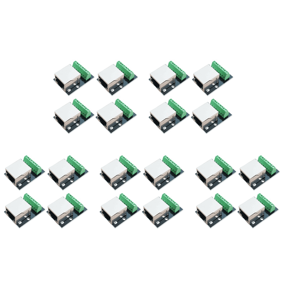 20PCS RJ45 Ethernet Female Socket Connector Breakout Board,2.54mm Connector Board Shielded Network Adapter Terminal,20 x RJ45 female adapter board