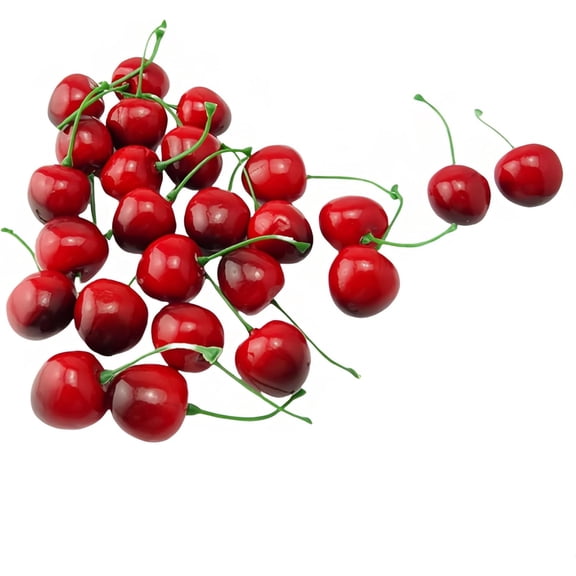 20PCS Realistic Artificial Cherries, Fake Fruit Decor - Lifelike Red Cherry for Kitchen, Party, Wedding, Table Centerpiece, Photography Props, DIY Crafts Non-Toxic PVC, Bulk Cherries