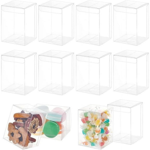 20PCS Rectangle Clear Plastic Gift Box 2.75x2.75x3.93inch PVC Plastic Gift Organiser Gift Packaging Supplies