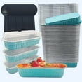 thumbnail image 1 of 20PCS Rectangle Mini Loaf Pans with Lids,Mini Cake Pans with Lids,Disposable Ramekins Baking Cups Muffin Tins Cupcake Cups for Wedding Birthday Party,6.8oz (Blue), 1 of 5