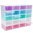 thumbnail image 1 of 20PCS Rectangular Thicken Plastic Shoe Container Foldable Shoe Box Organizer 33*23*14cm/13*9.1*5.5inch, 1 of 12