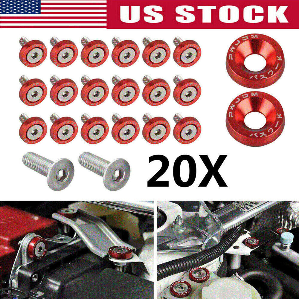 20PCS JDM Billet Aluminum Fender Bumper Washer Bolts – M6 – Engine Bay Dress Up Kit