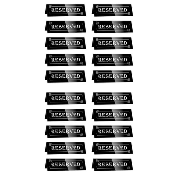 20PCS Reserved Table Signs, Acrylic Guest Reservation Table Tents Sign, Waterproof Background Double-Sided Seat Signs