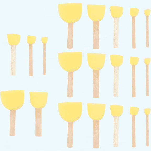 20PCS Round Sponges Brush Set, Round Paint Foam Sponge Brush DIY Yellow Mushroom Stick Painting Tools for Children Drawing Graffiti Gift