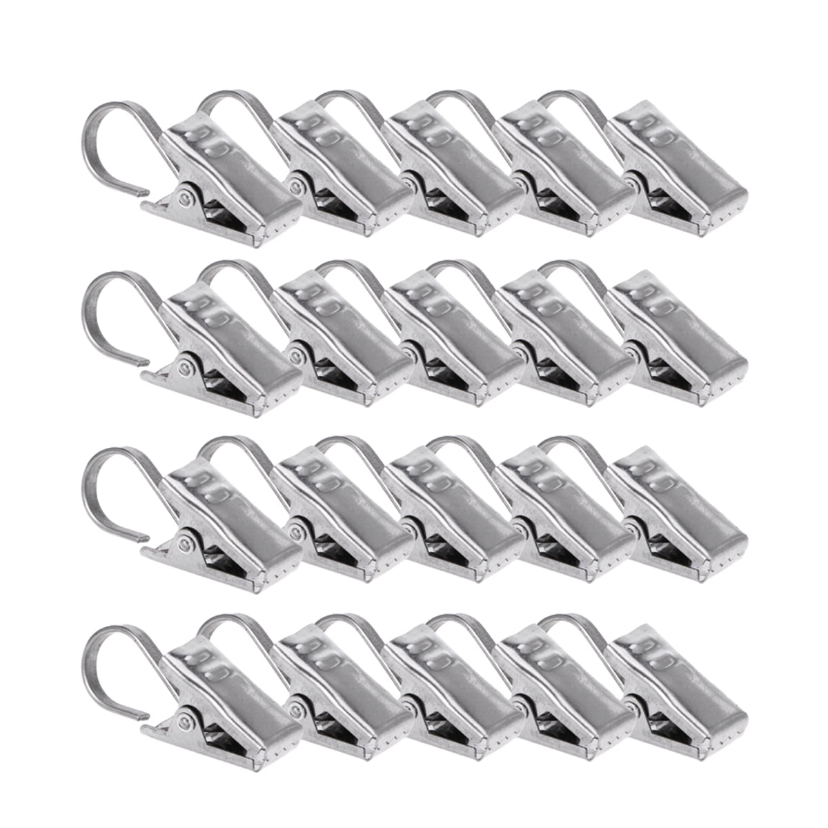 20PCS Rustproof Drapery Ring Satin Nickel Curtain Clips with Hook