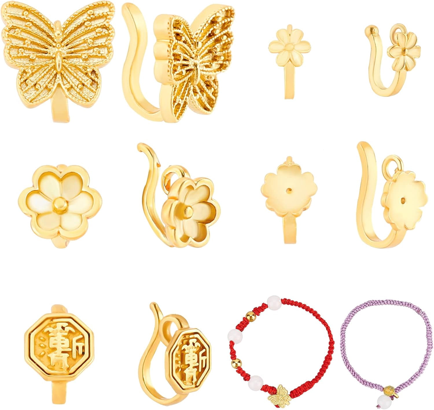 20PCS S Hook Clasps DIY for Jewelry Making 5 Styles Flower Toggle ...