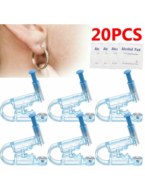 20PCS Safety 30X Disposable Ear Studs Piercing Gun Ear Stud Unit Piercer Tool Kit
