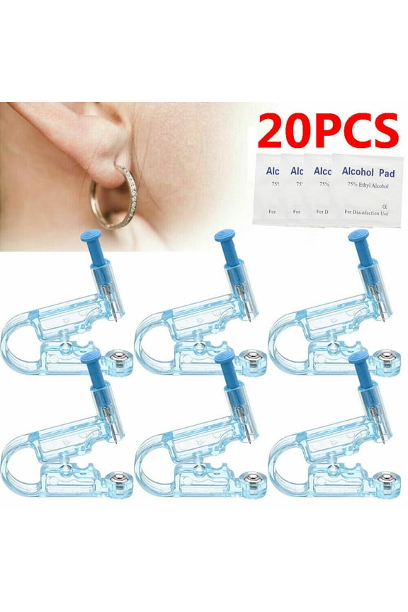 20PCS Safety 30X Disposable Ear Studs Piercing Gun Ear Stud Unit Piercer Tool Kit