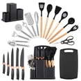 thumbnail image 1 of HEESEM 20 Pcs Silicone Stainless Steel Cooking Utensils Set -Multifunctional Kitchen Utensil Set - Black, 1 of 12