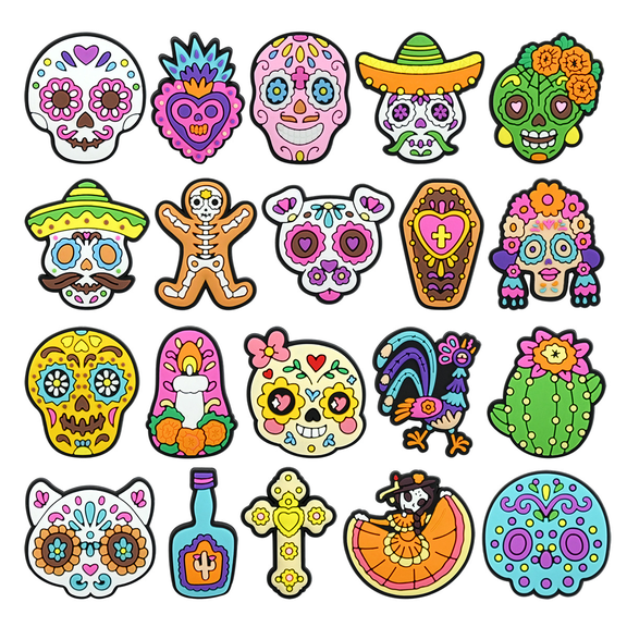 20PCS Skull Shoe Charms Horror Charms for Croc Clog Decoration Unique Shoe Accessories for Girls Boys Teens Kids Adults Halloween Decoration