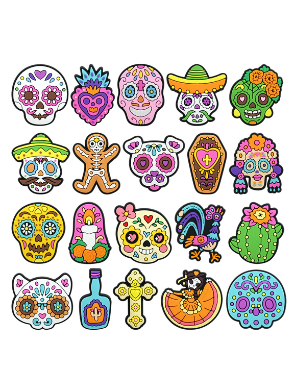 20PCS Skull Shoe Charms Horror Charms for Croc Clog Decoration Unique Shoe Accessories for Girls Boys Teens Kids Adults Halloween Decoration