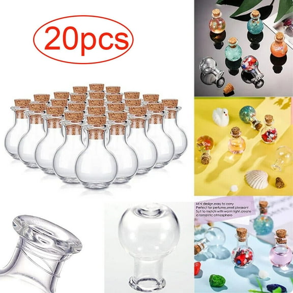 20PCS Small Cork Stopper Clear Glass Bottles Empty Jars Vials Spell Pagan Pendant
