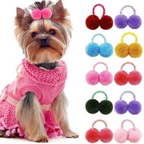 20PCS Small Dog Hair Bows, Bulk Dog Hair Round Puff Ball Bows with Rubber Bands, Mix Pet Puppy Dog Grooming Bows for Yorkie Dog Cat Girl Hair Accessories
