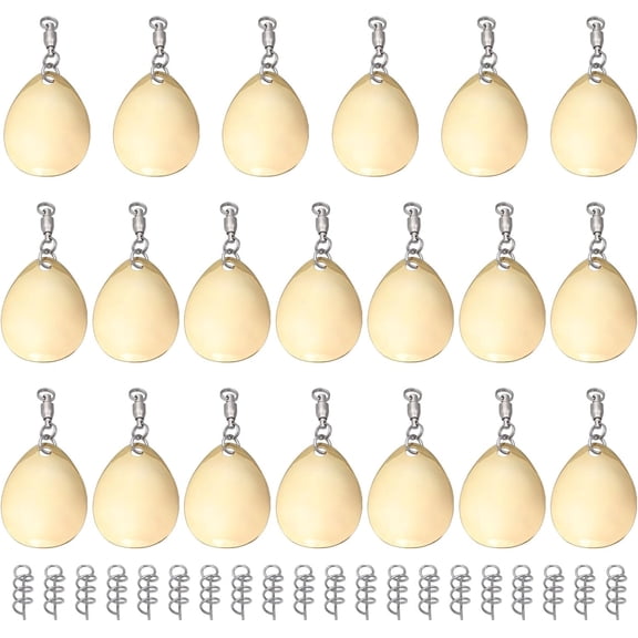 20PCS Spinner Blades with Ball Bearing and 20PCS Fishing Spring Pins Teardrop Fishing Blades Lure with Swivels Tail Spinner Lure Fishing Attractor for DIY Fishing Lures Accessories Metal Mixed Color