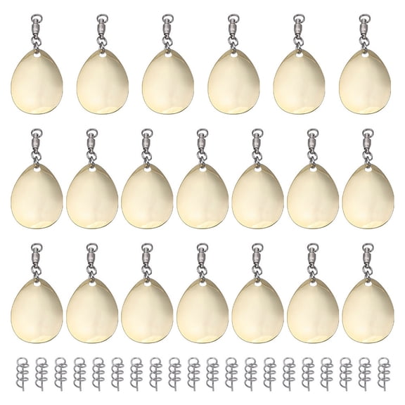 20PCS Spinner Blades with Ball Bearing and 20PCS Fishing Spring Pins Teardrop Fishing Blades Lure with Swivels Tail Spinner Lure Fishing