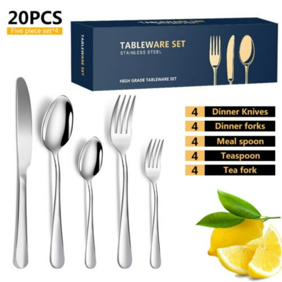 20PCS Stainless Steel Cutlery Sets Party Tableware Dining Kitchen Fork Spoons