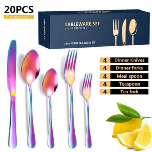 20PCS Stainless Steel Cutlery Sets Party Tableware Dining Kitchen Fork Spoons