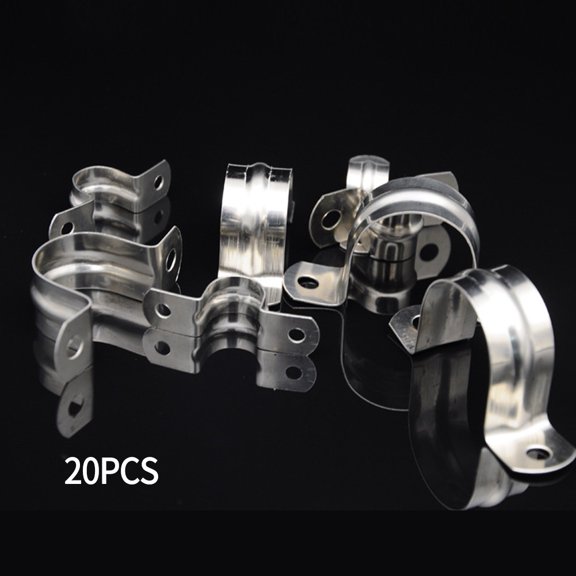 20PCS Stainless Steel Pipe Clamp U-Clamp Two Hole Pipe with Saddle Clamp