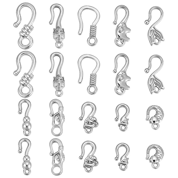 20PCS Stainless Steel S-Hook Clasps 10 Styles S-Hook Jewelry Clasp Necklace Clasp Connectors DIY