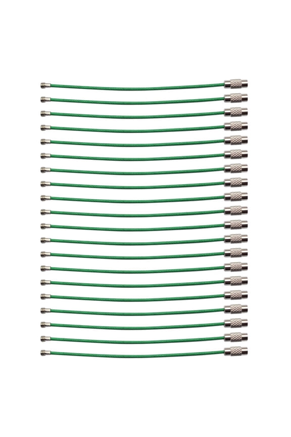 20PCS Steel Wire Blank Luggage Tag Chain, 150mm Cable Loop Key Ring Steel Straps for Hanging Keys Luggage Tags Belt Bags (Green)