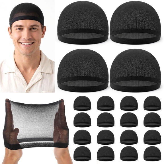 20PCS Stocking Wave Cap Nylon Skull Cap for Men Anti-Slip Wig Cap