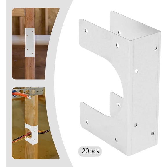 20PCS Stud Shoes for Single Wood Studs, Heavy Duty Galvanized Steel Pipe & Wire Support Brackets, Compatible with 2.375" Pipes 1.53" Width, 5" Height