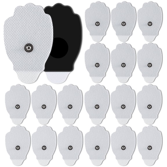 20PCS TENS Unit Electrode Pads, 1.77"*2.95" Skin-Friendly TENS Pads for Comfort Use, Reusable Adhesive Electrodes, Snap On TENS Pads, Electrode Massager Pads for Neck Back Shoulder, White